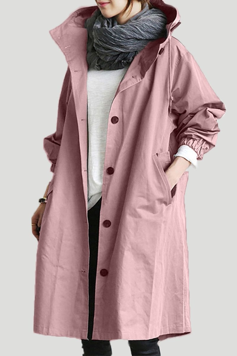 Damen Trenchcoat med Kapuze og Vanntett Design 7