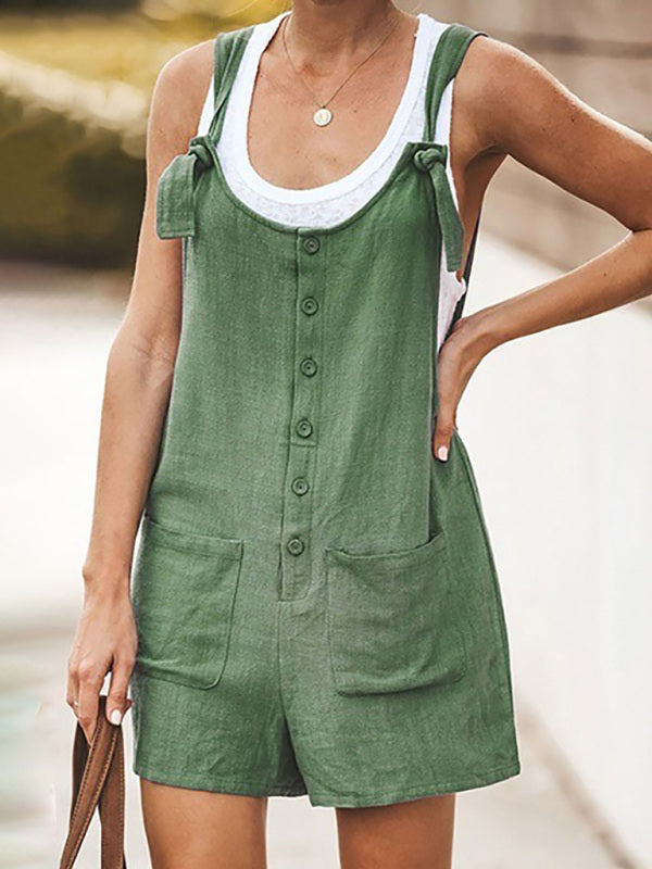 Damens Bib Shorts i Bomull og Lin med Blomsterdesign 5
