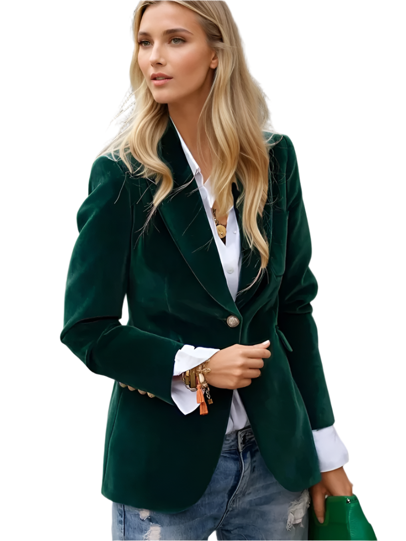 Damens Blazer Retro Elegant med En Knap 0