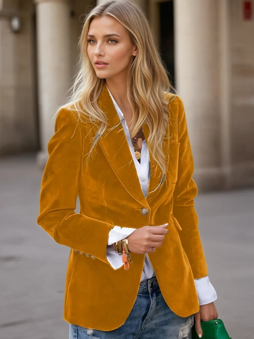 Damens Blazer Retro Elegant med En Knap 4