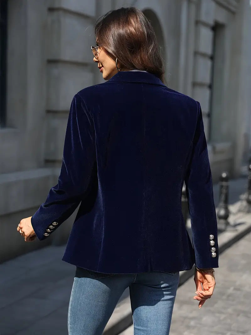Damens Blazer Retro Elegant med En Knap 7