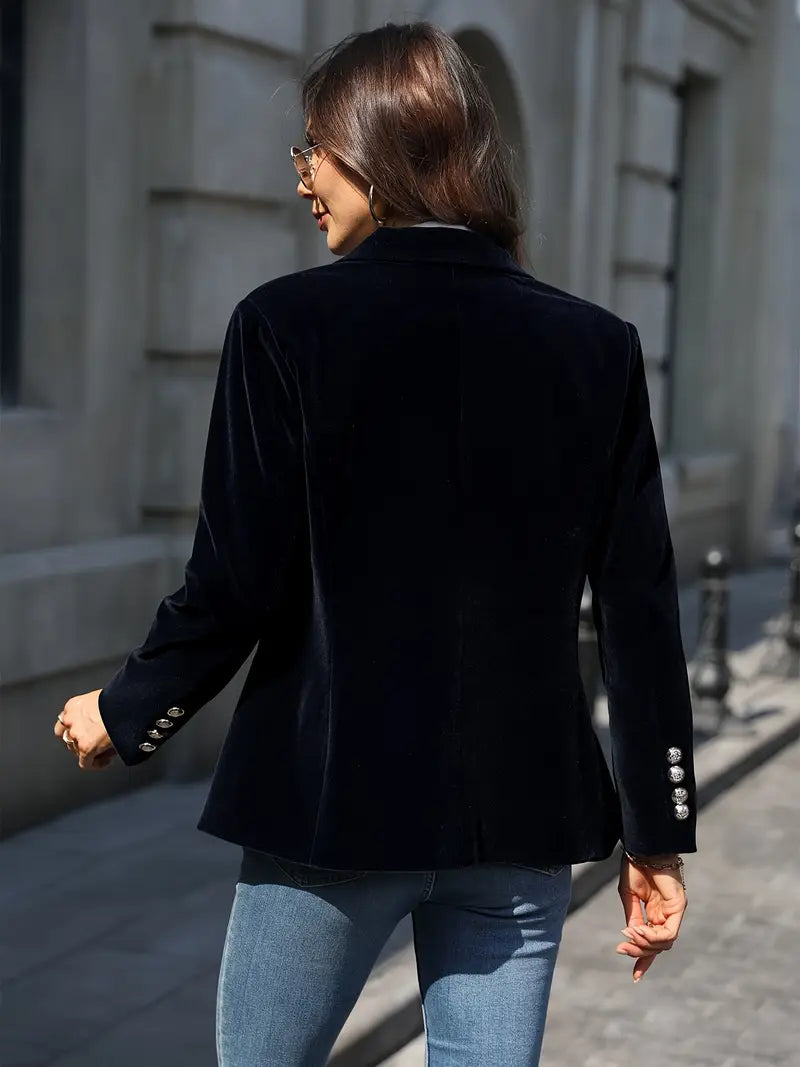 Damens Blazer Retro Elegant med En Knap 8