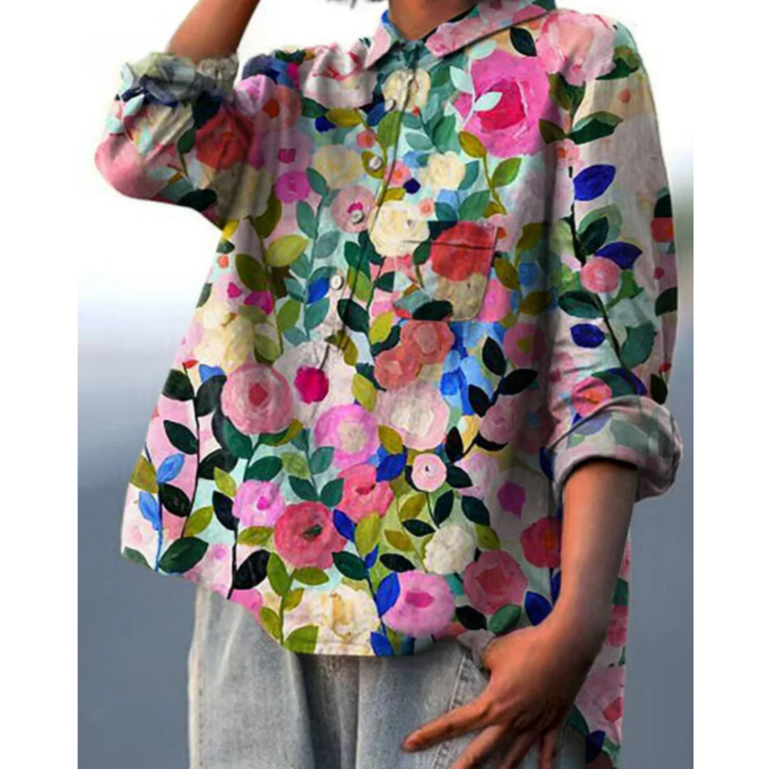 Damens Bluse med Blomsterdesign 3