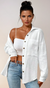 Damens Bluse med Knappestolpe i 100% Bomull 1