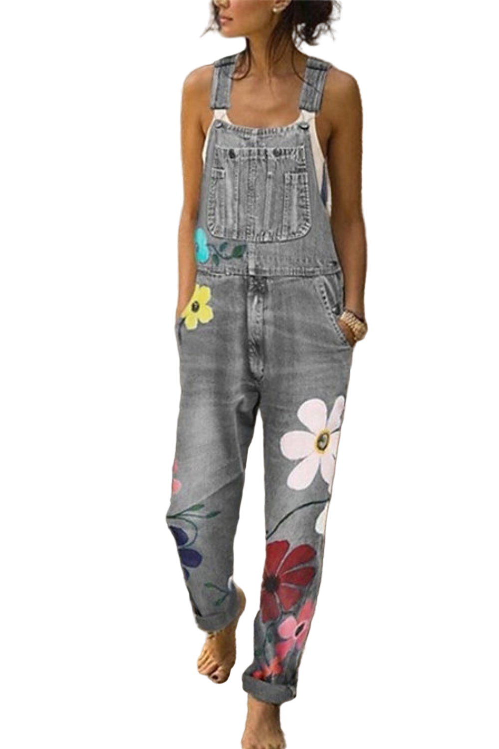 Damens Denim Latzhansker Uten Ermer 0