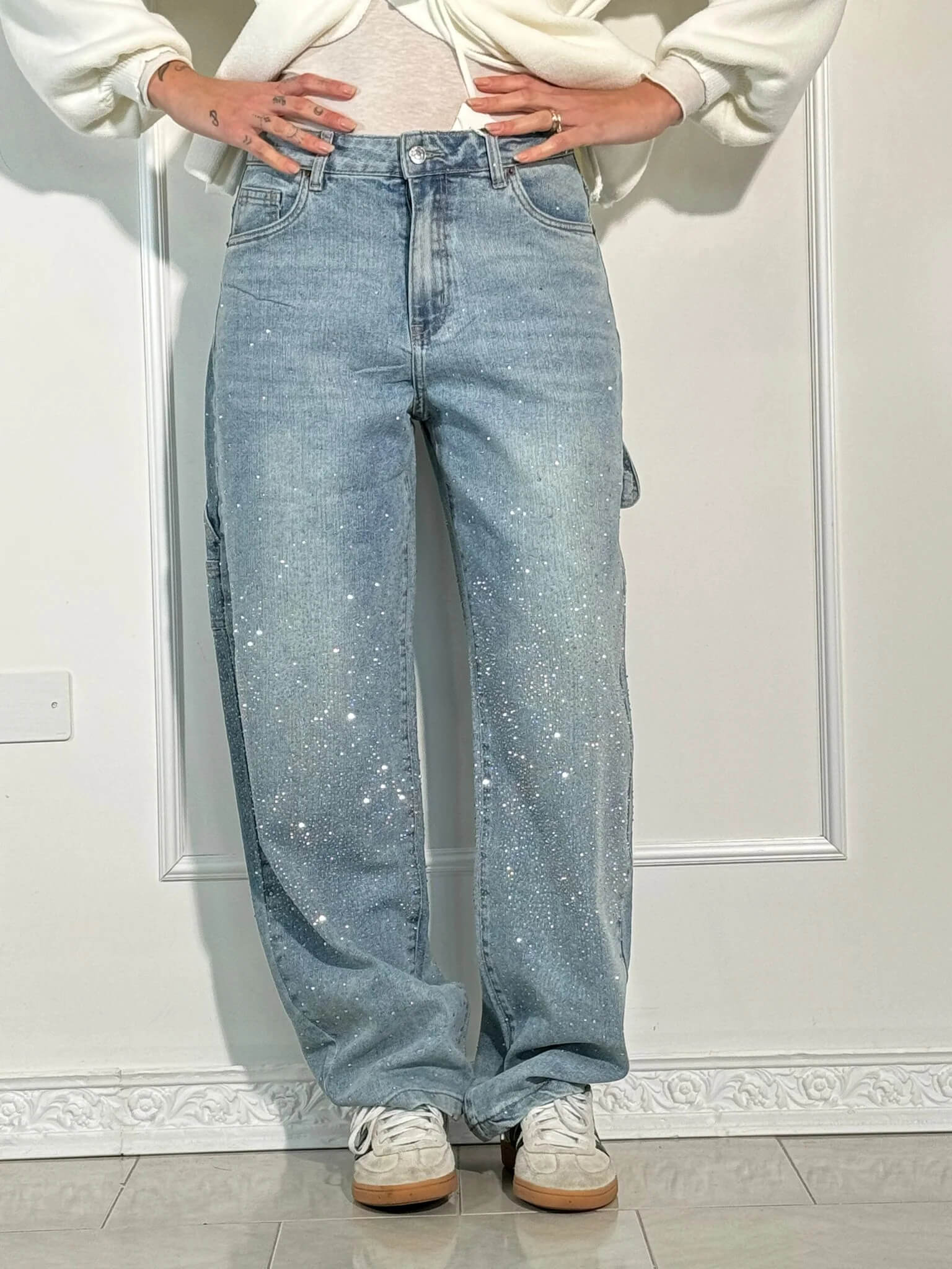 Damens Diamant Jeans med Glitrende Detaljer 10