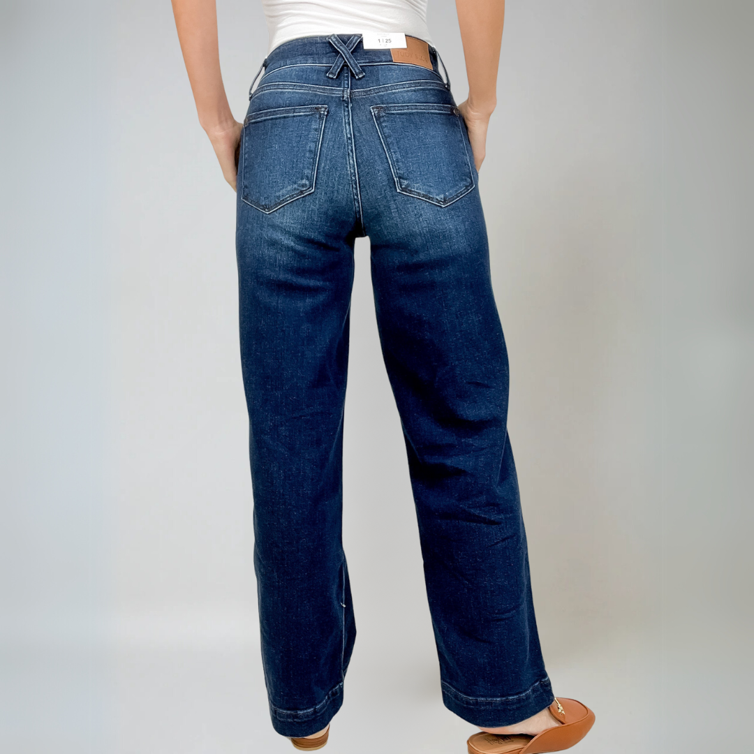 Damens High-Rise Bred Ben Jeans i Denim 2
