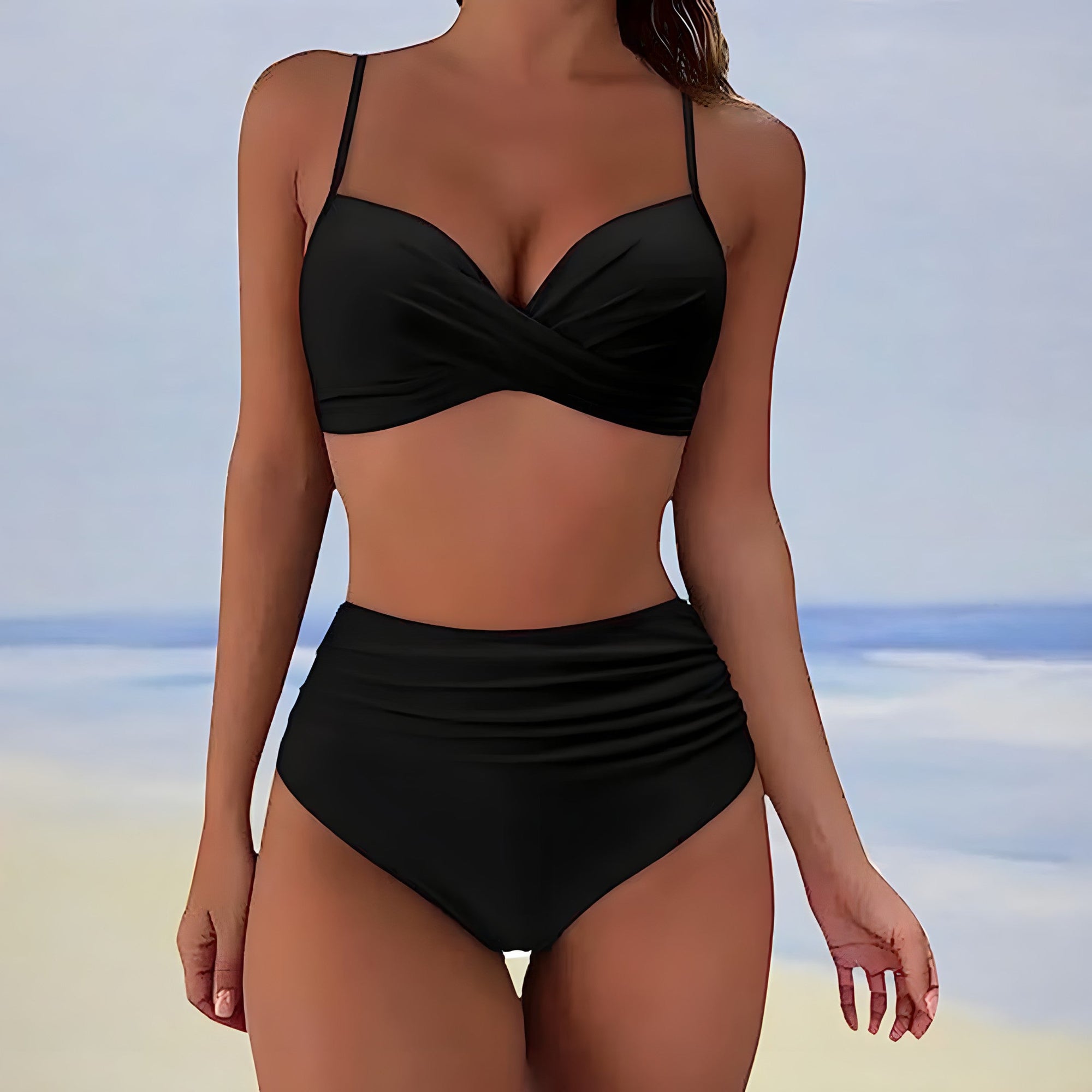 Damens Høy Midje Bikini Sett Moderne Elastisk Stoff 1