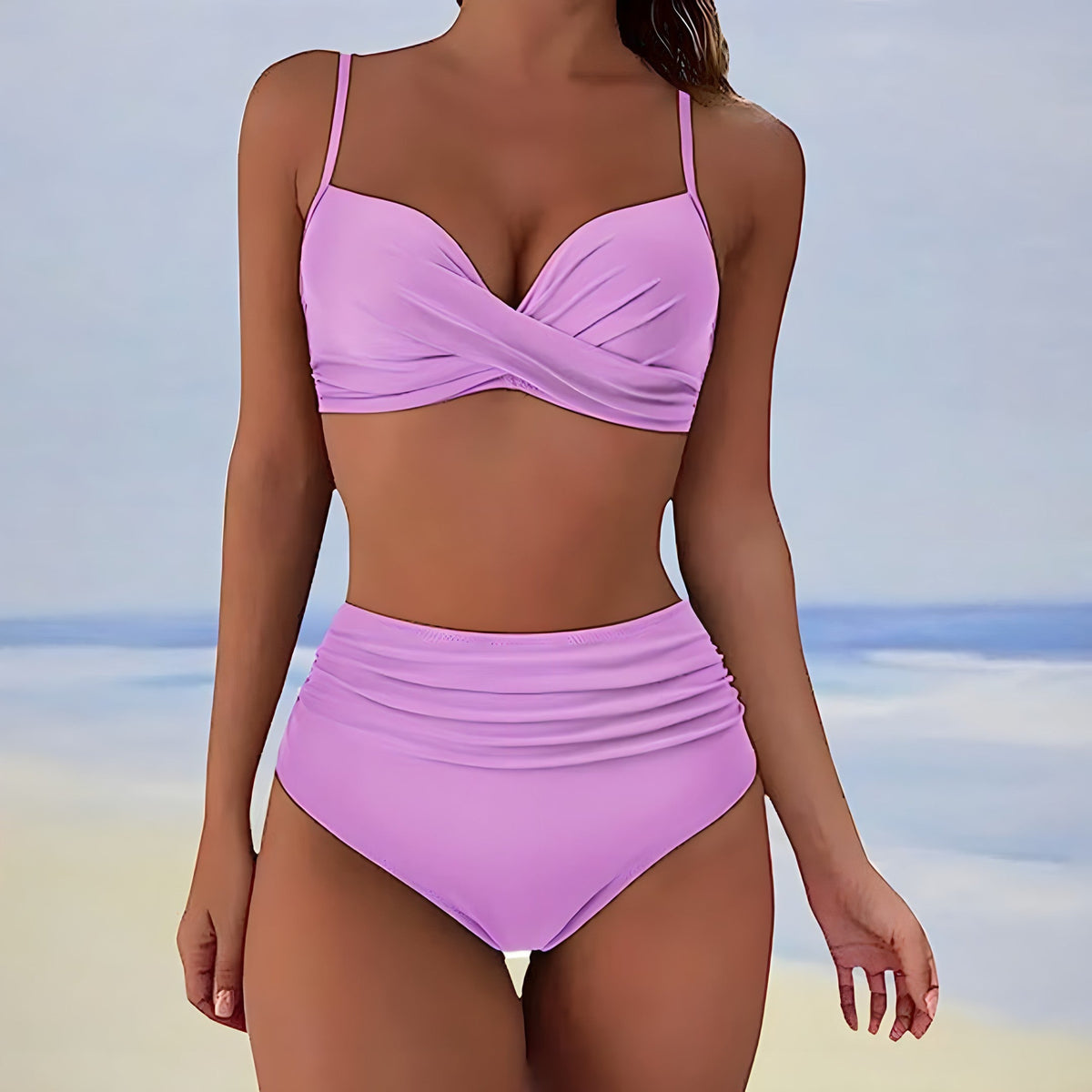 Damens Høy Midje Bikini Sett Moderne Elastisk Stoff 4
