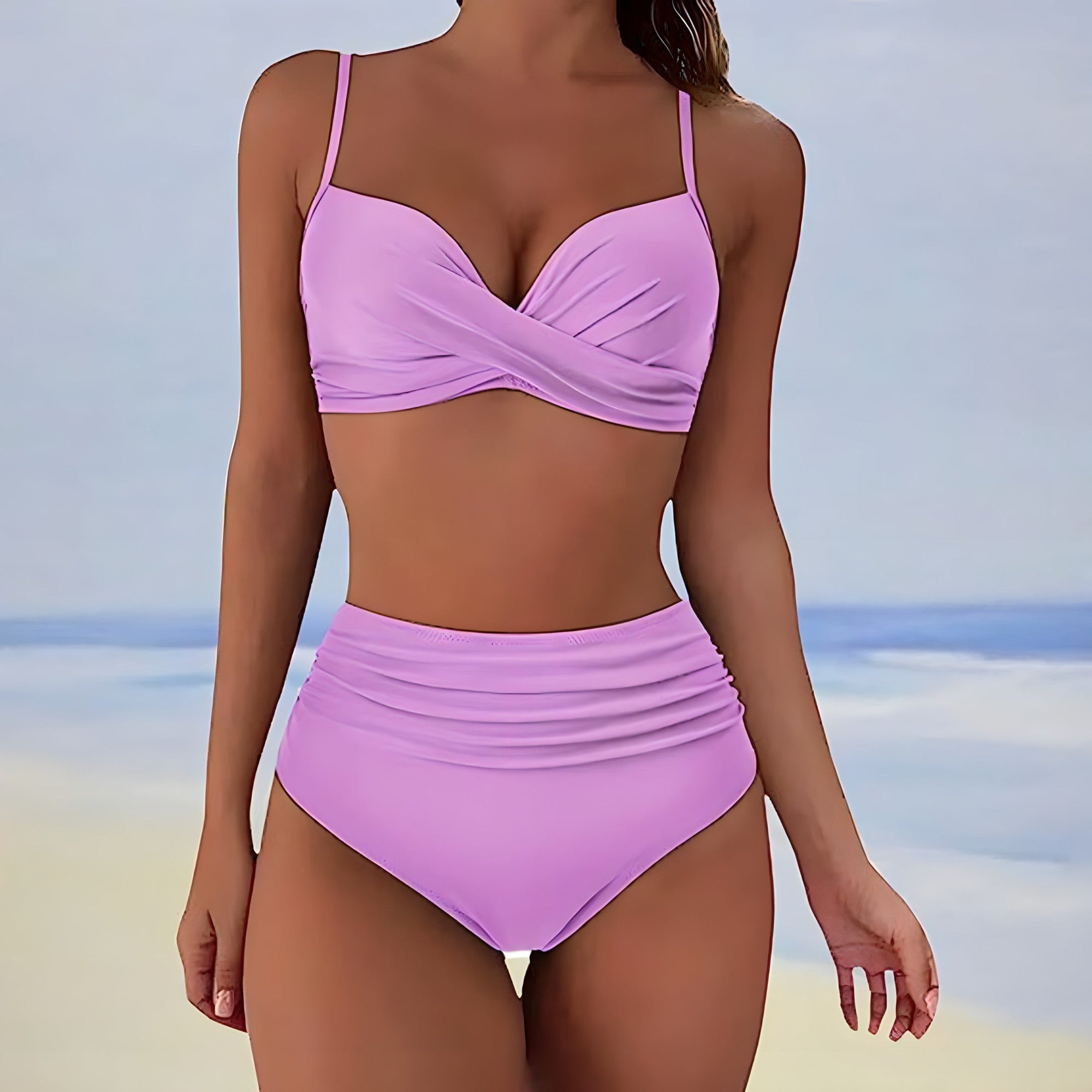 Damens Høy Midje Bikini Sett Moderne Elastisk Stoff 4