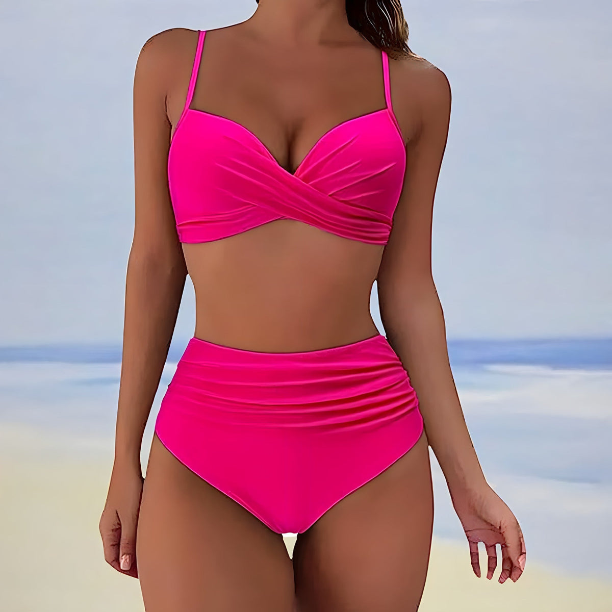 Damens Høy Midje Bikini Sett Moderne Elastisk Stoff 5