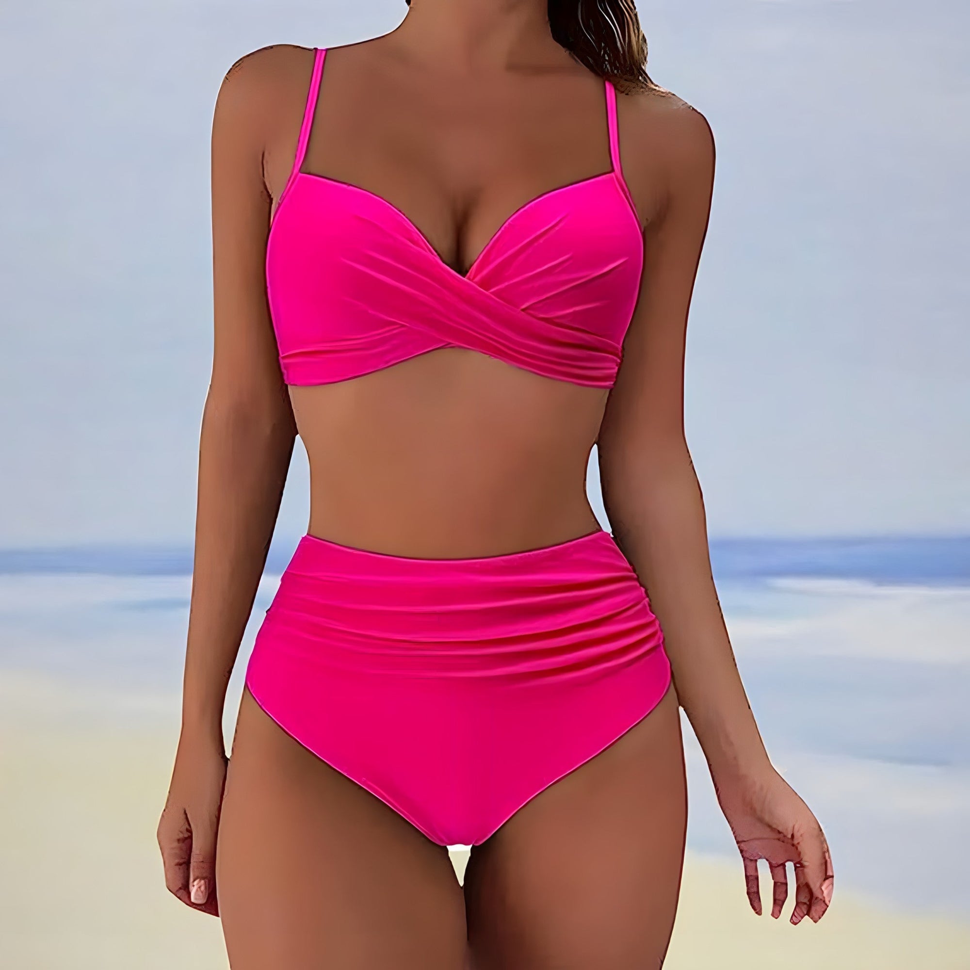 Damens Høy Midje Bikini Sett Moderne Elastisk Stoff 5