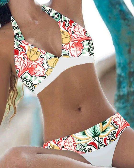 Damens Moderne Bikini med Blomster- og Prikkemønster 0