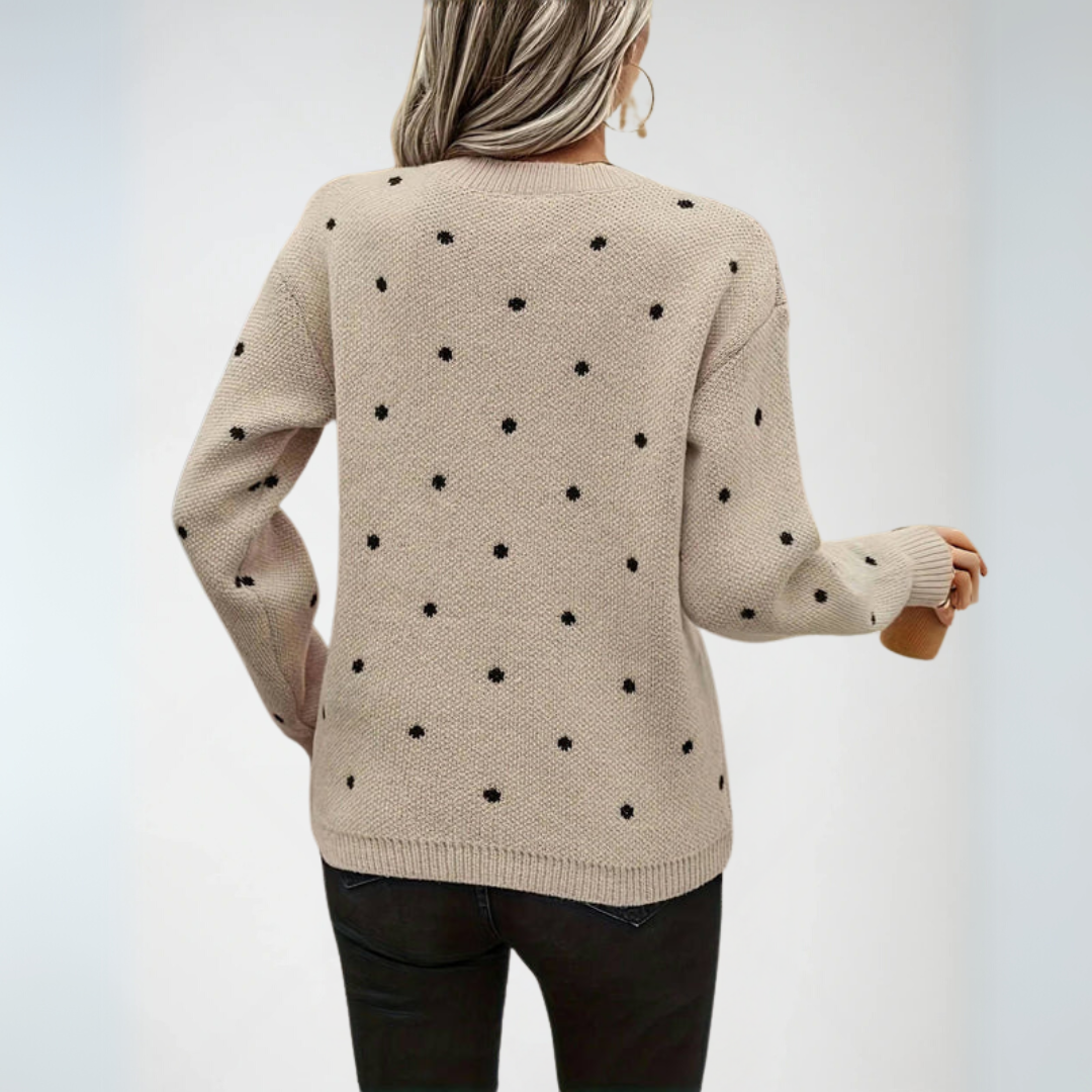 Damens Pullover med Polka Dot Design i Myk Strikk 1