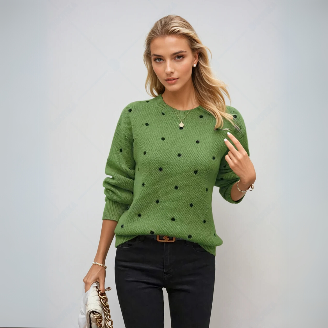 Damens Pullover med Polka Dot Design i Myk Strikk 4