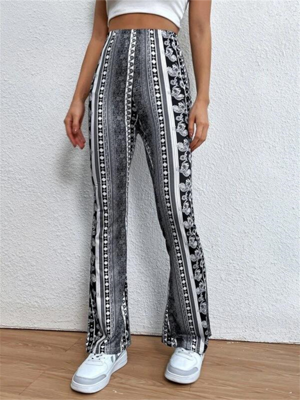 Damer Boho Printed Skinny Bukser Flared Ankel Polyester Elastan 5