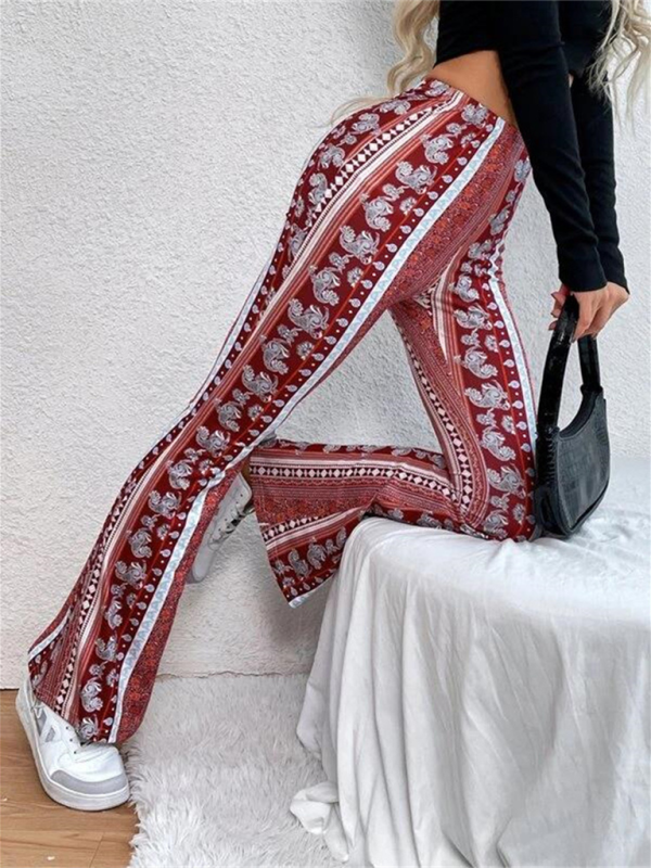 Damer Boho Printed Skinny Bukser Flared Ankel Polyester Elastan 8