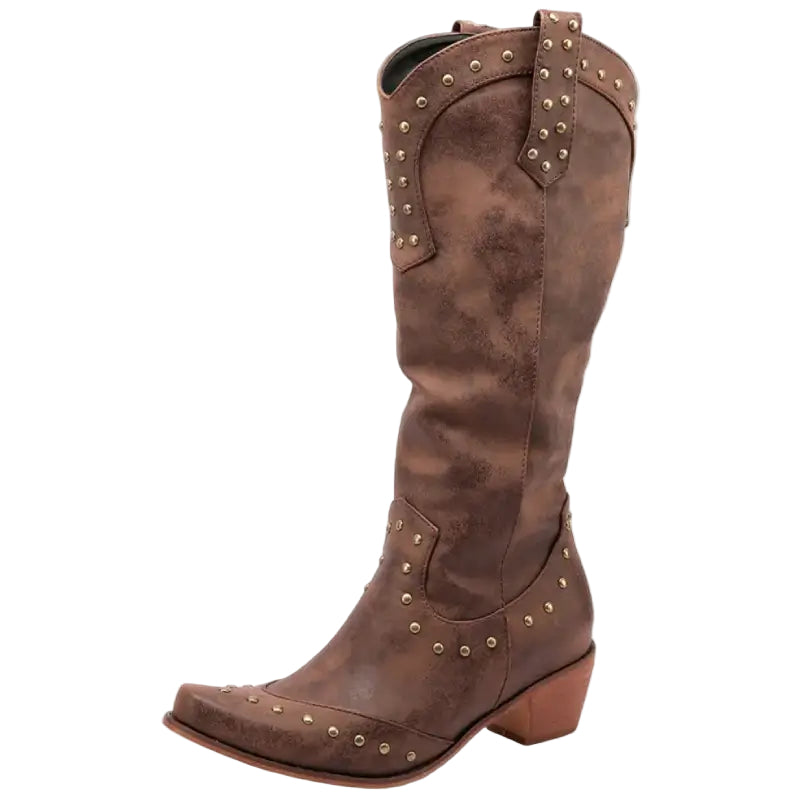 Damer Cowboylaarzen Westernstil Imitatieleer Gummisåle 0