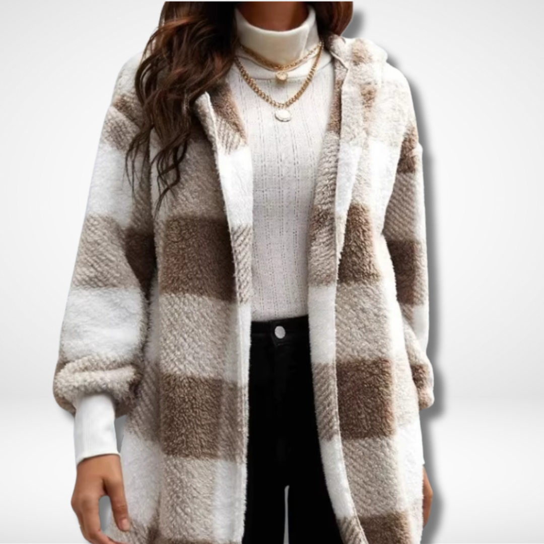 Damer Vanntett Cardigan Sjekket Minkblanding 3