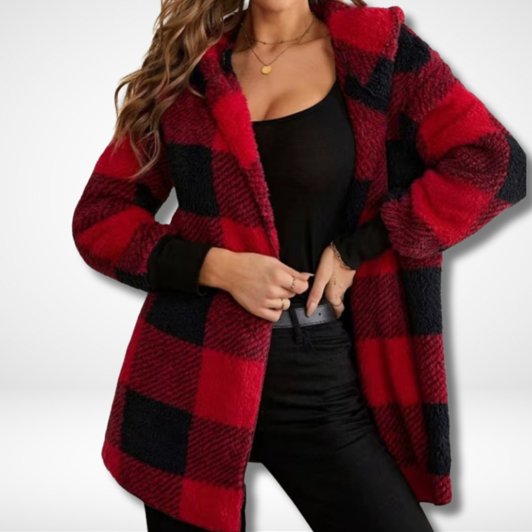 Damer Vanntett Cardigan Sjekket Minkblanding 7