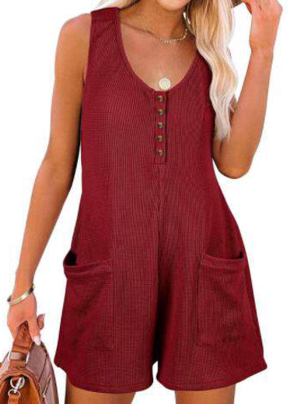 Dames Jumpsuit Casual med Patchwork og Lommer 2