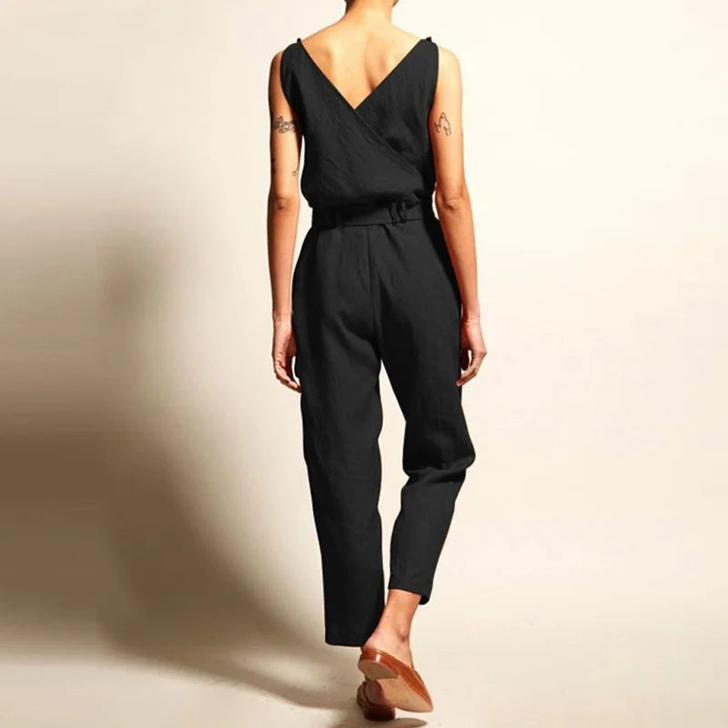 Dames Jumpsuit Løs Silhuett Linnen 5