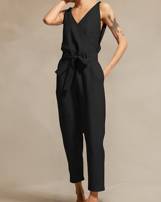 Dames Jumpsuit Løs Silhuett Linnen 7
