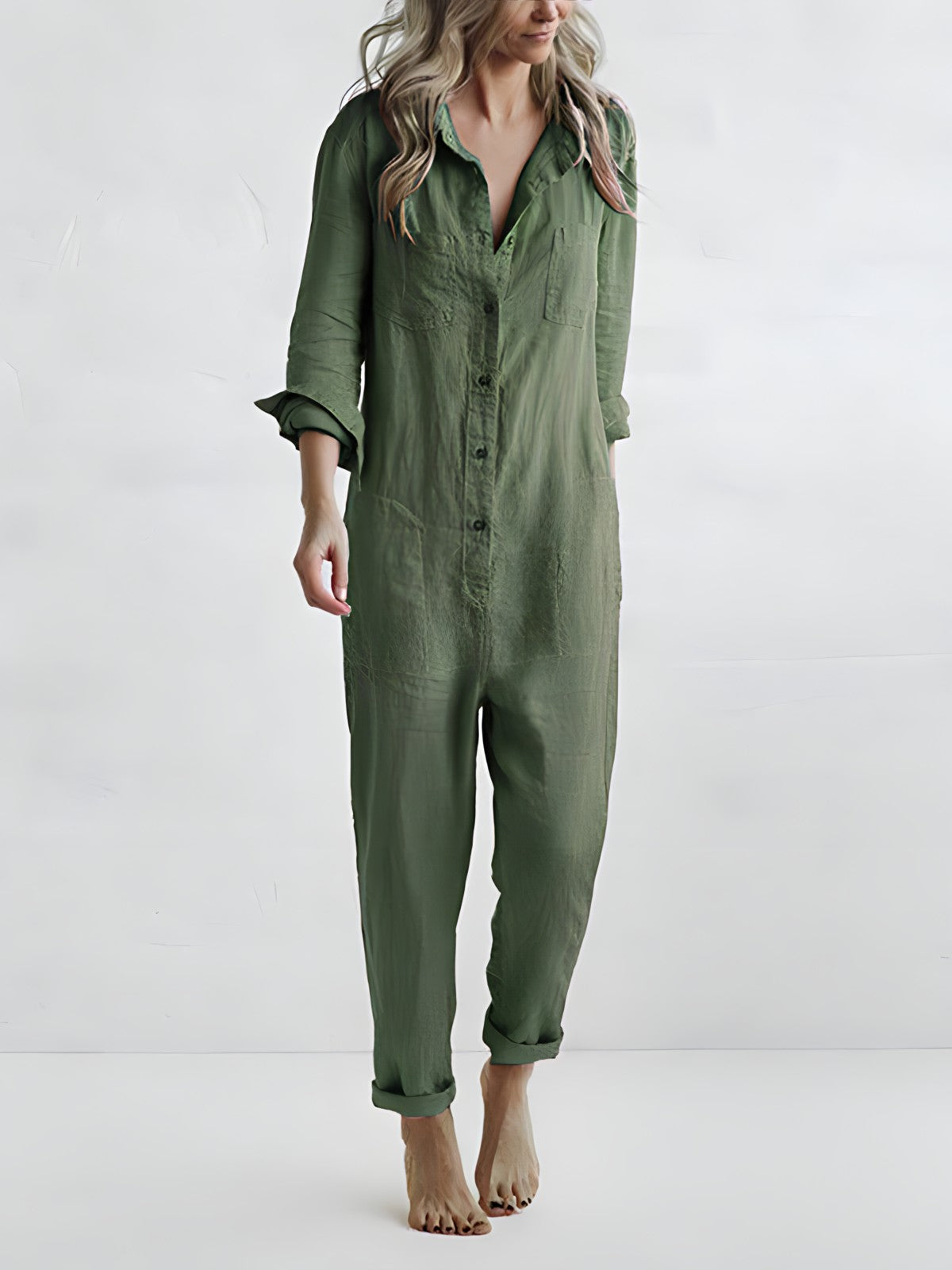 Dames Jumpsuit Med Polokrage og Kokerbukse 6