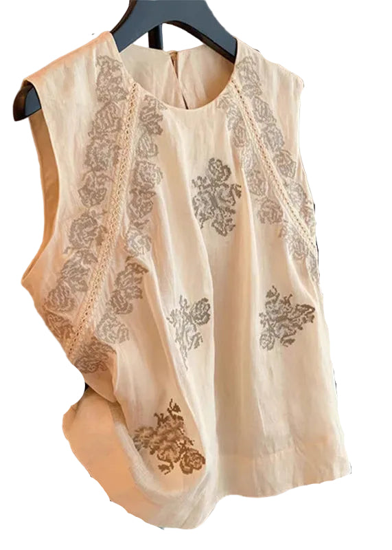 Dame Tank Topp med O-hals og Print
