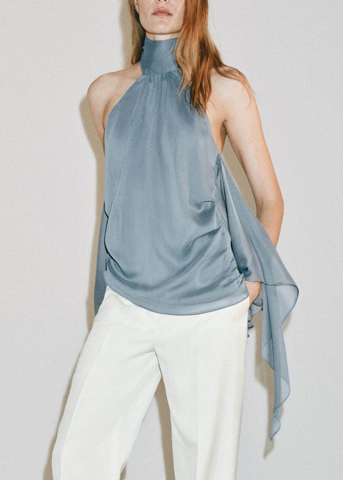 Dames Topp Asymmetrisk Patchwork Ermeløs 1