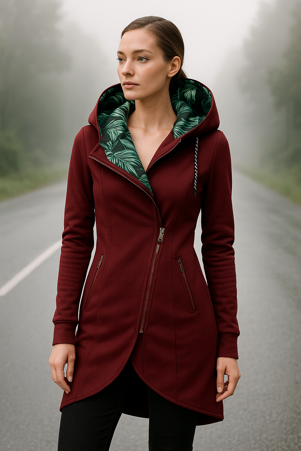 Dames Vannavstøtende Hoodie med Blomsterprint 1