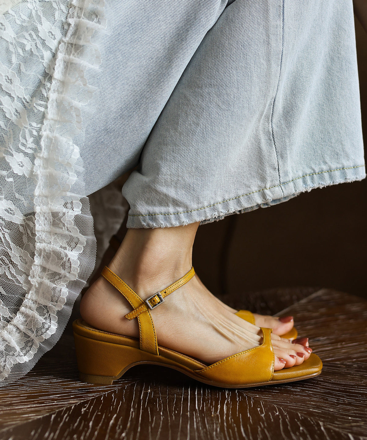Damesandaler Chunky Peep Toe 0