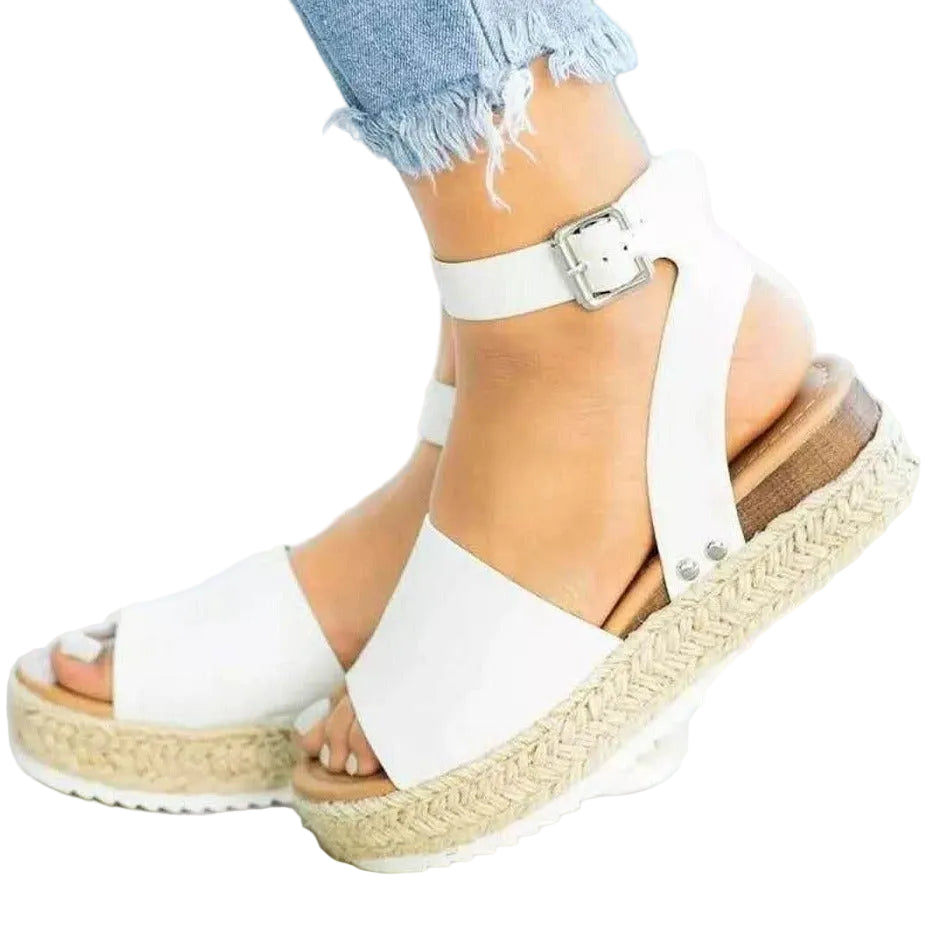 Damesandaler med Ankelrem og Flatform 0