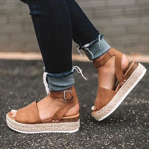 Damesandaler med Ankelrem og Flatform 1