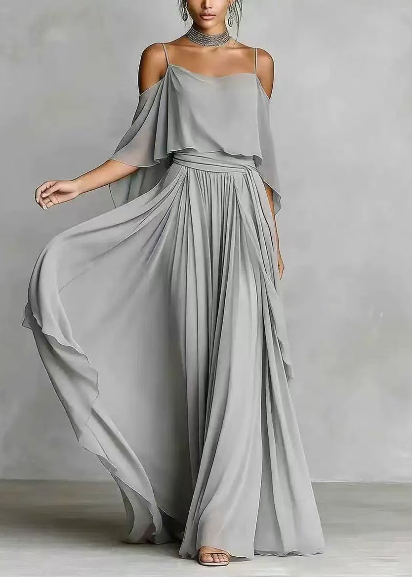 Damesett Asymmetrisk Drapert To Delt Sommerstil 3