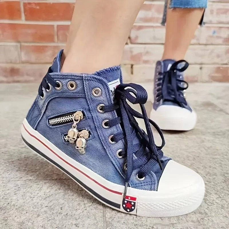 Damesneakers i denimstil med høye topper 3