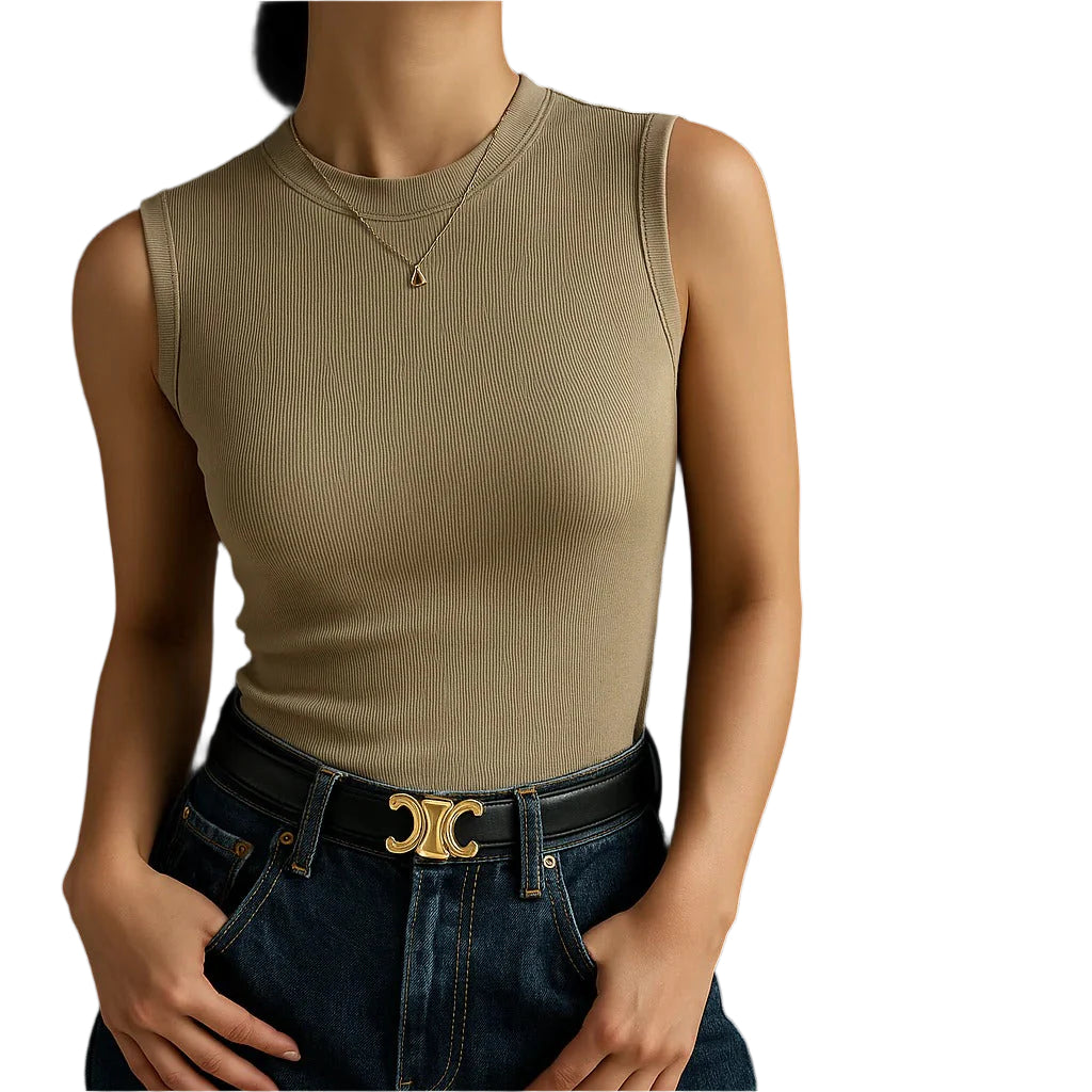 Dametopp Fitted Tank Lett Materiale 0
