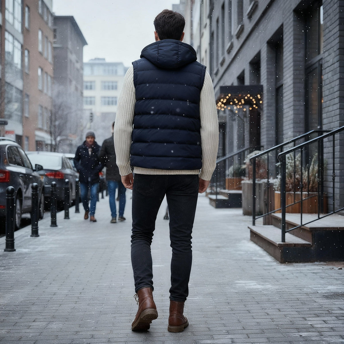 Damevest Vinter Vattert Med Hette 2