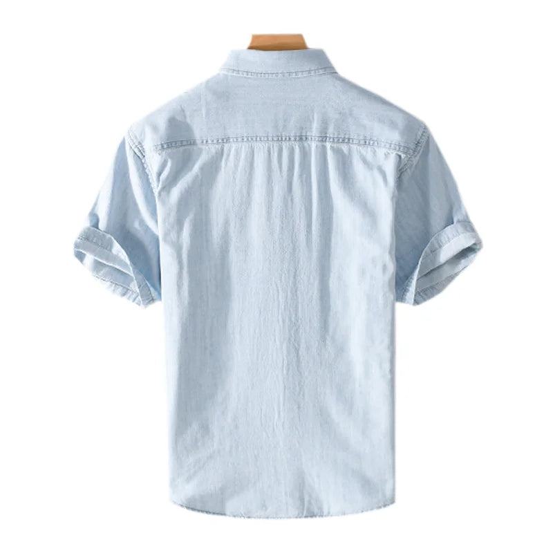 Herreskjorte Denim Uformell Komfortabel 100% Bomull 2