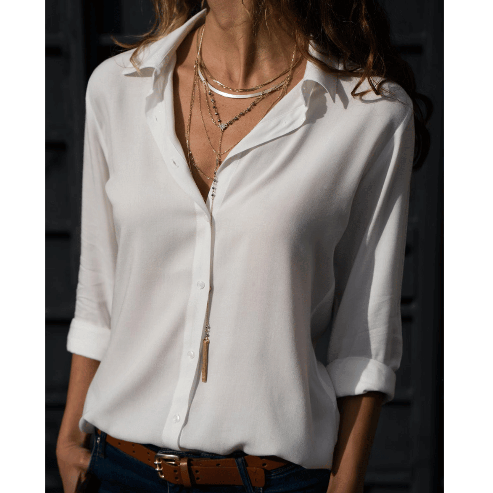 Kvinne Bluse Elegant Tidløs Design 100% Bomull-1