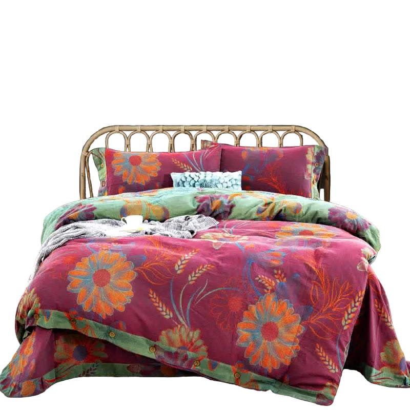 Dynetrekk Blomstertrykk Reversibel Bohemsk Stil 0