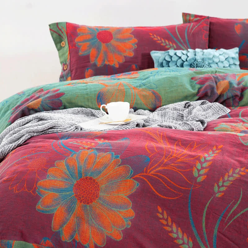 Dynetrekk Blomstertrykk Reversibel Bohemsk Stil 2