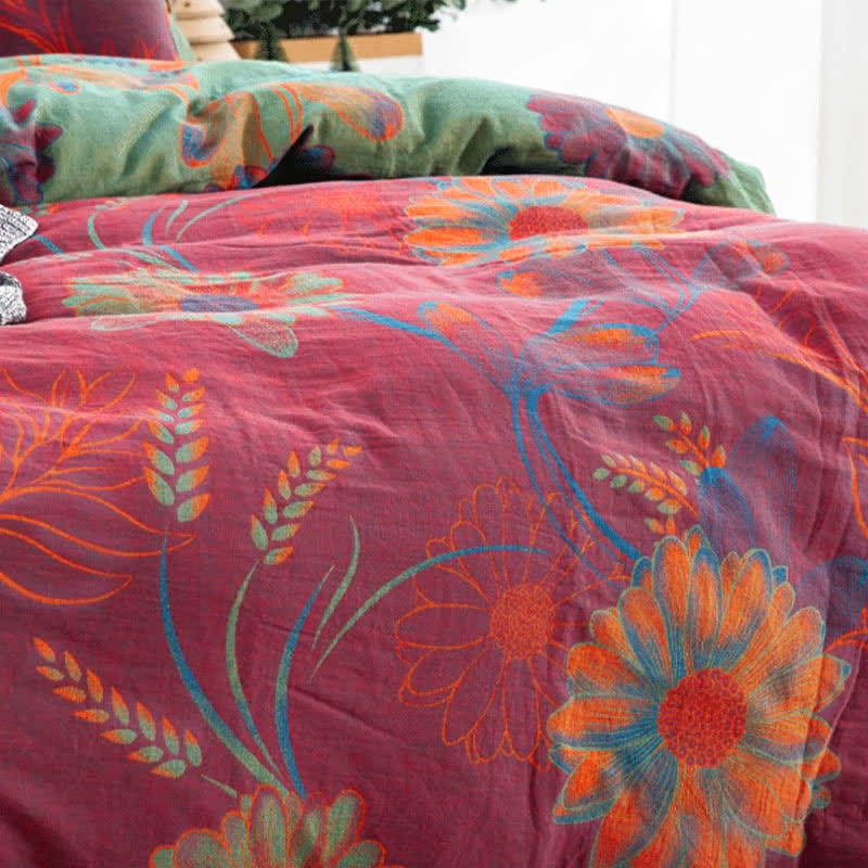 Dynetrekk Blomstertrykk Reversibel Bohemsk Stil 3