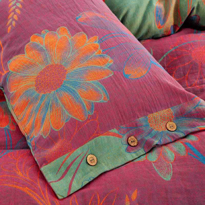 Dynetrekk Blomstertrykk Reversibel Bohemsk Stil 4