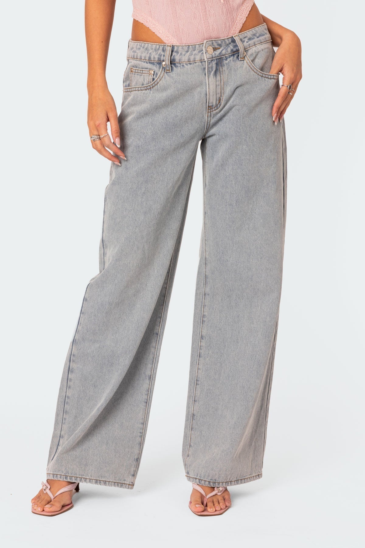 Damejeans Blå Flared Elastisk Denim Stilfull-2