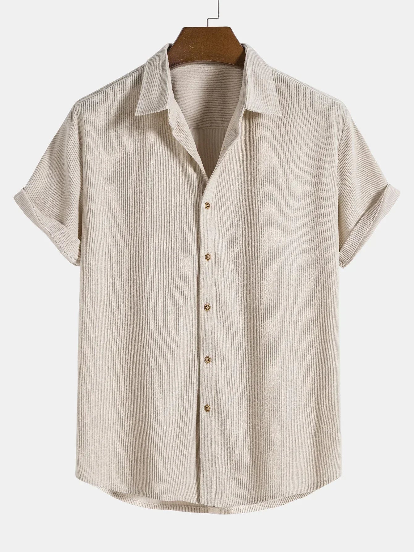 Herreskjorte Lett Pustende Stoff Sommerstil Beige Svart Turkis-1