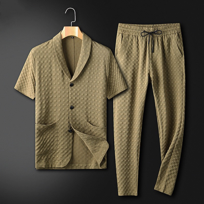 Herre To-delt Kostyme Geometrisk Mønster Polyester 6