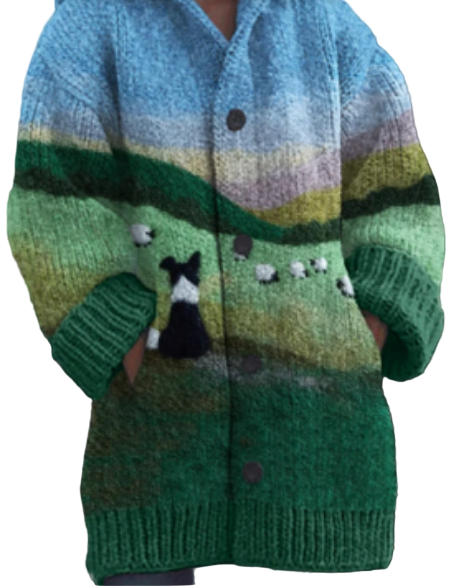 Variant image for Kvinners Cardigan Unik Grafikk Myke Stoffer-1
