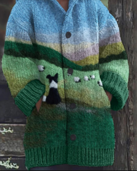 Variant image for Kvinners Cardigan Unik Grafikk Myke Stoffer-1