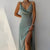 Dame Midi Kjole Drapert Polyester med Spaghetti Stropper 1